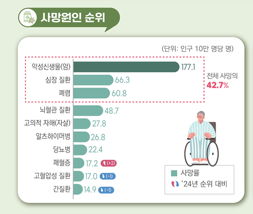 '2025년 사망원인통계' 인포그래픽. 국가데이터처 제공